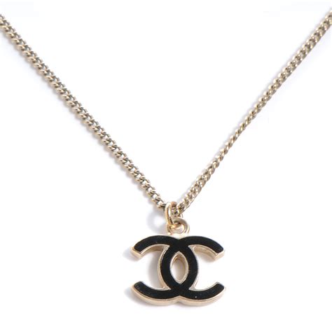 chanel enamel cc necklace black|real chanel necklace.